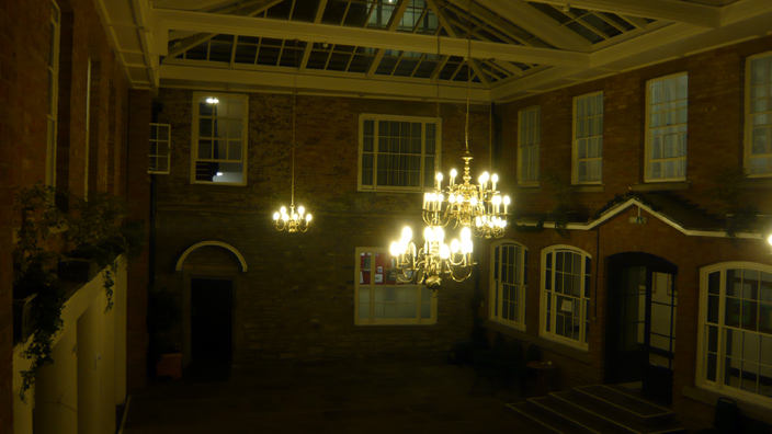 The courtyard at St Chad's College, recently roofed with a glazed canopy that has made it a very well-used space.
